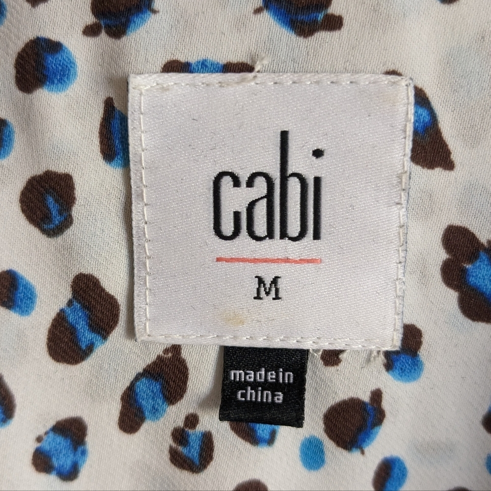 CAbi Camilla Leopard Print Sleeveless Button Down Shirt Dress Blue White Sz M - Picture 6 of 8
